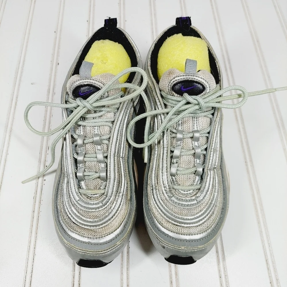 Nike Air Max 97 Silver / Polar Obsidian Gray Athleisure Running Sneakers C389